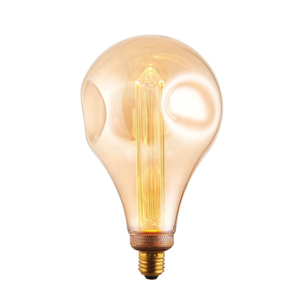Tinted Amber Glass  2.5W E27 LED Melted Globe 148mm Dia Light Bulb  | House of Dekkor