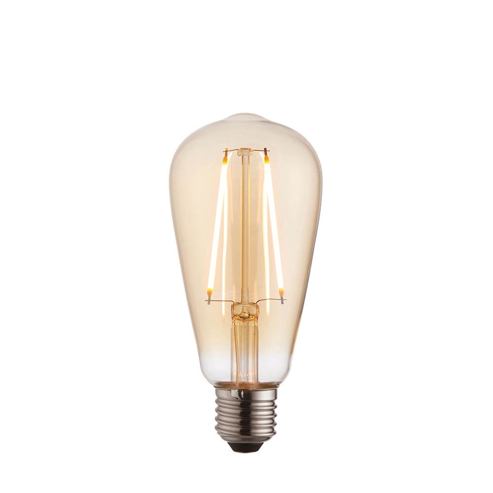 Classic Tinted Amber Glass 2W E27 LED Filament Pear Light Bulb | House of Dekkor