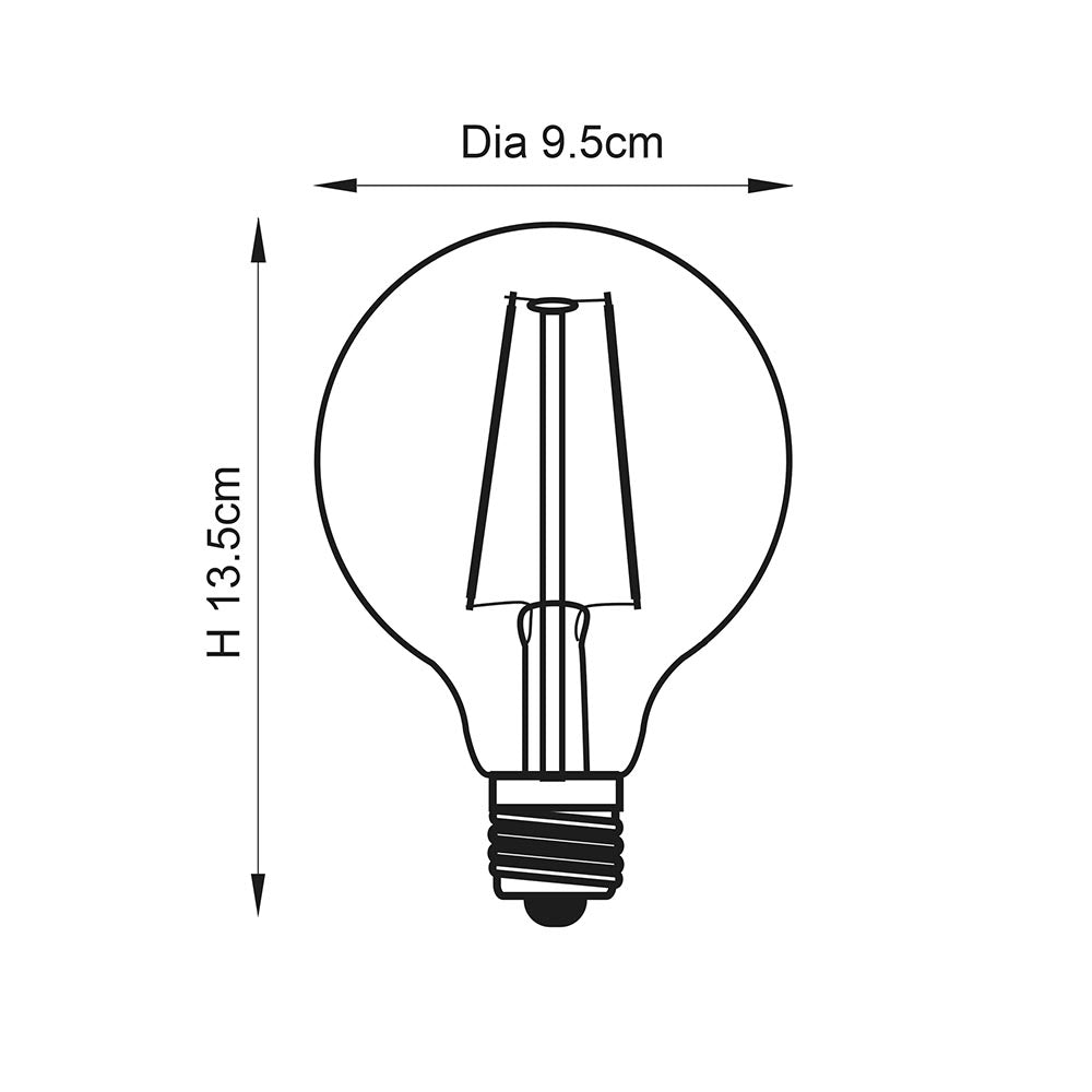 E27 LED Filament Globe 95mm Dia Lamp