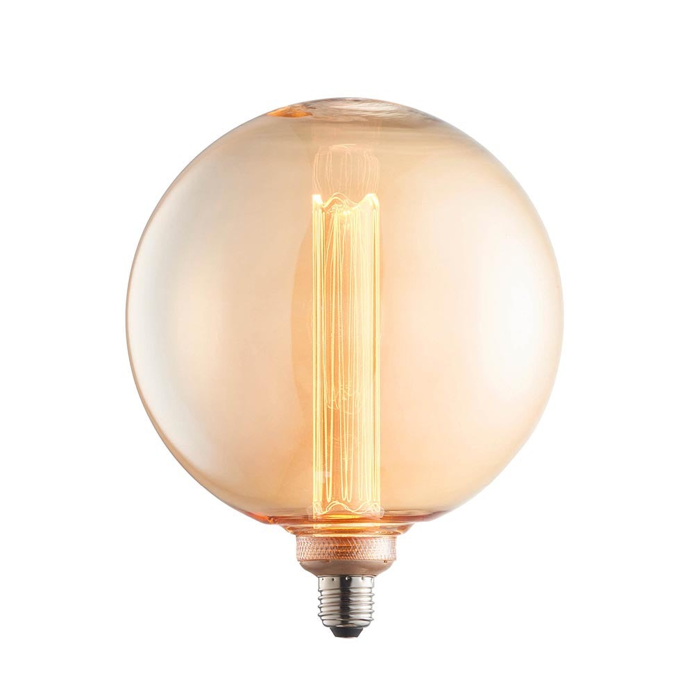 Anti Glare Amber Tinted Glass Globe 2.8W E27 200mm Dia LED Light Bulb | House of Dekkor