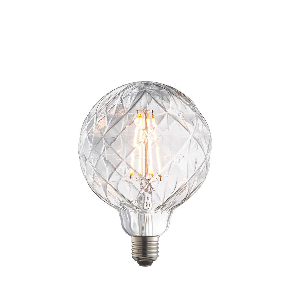 Clear Groove Facetted Globe 4W  E27 LED Filament 125mm Dia Light Bulb | House of Dekkor