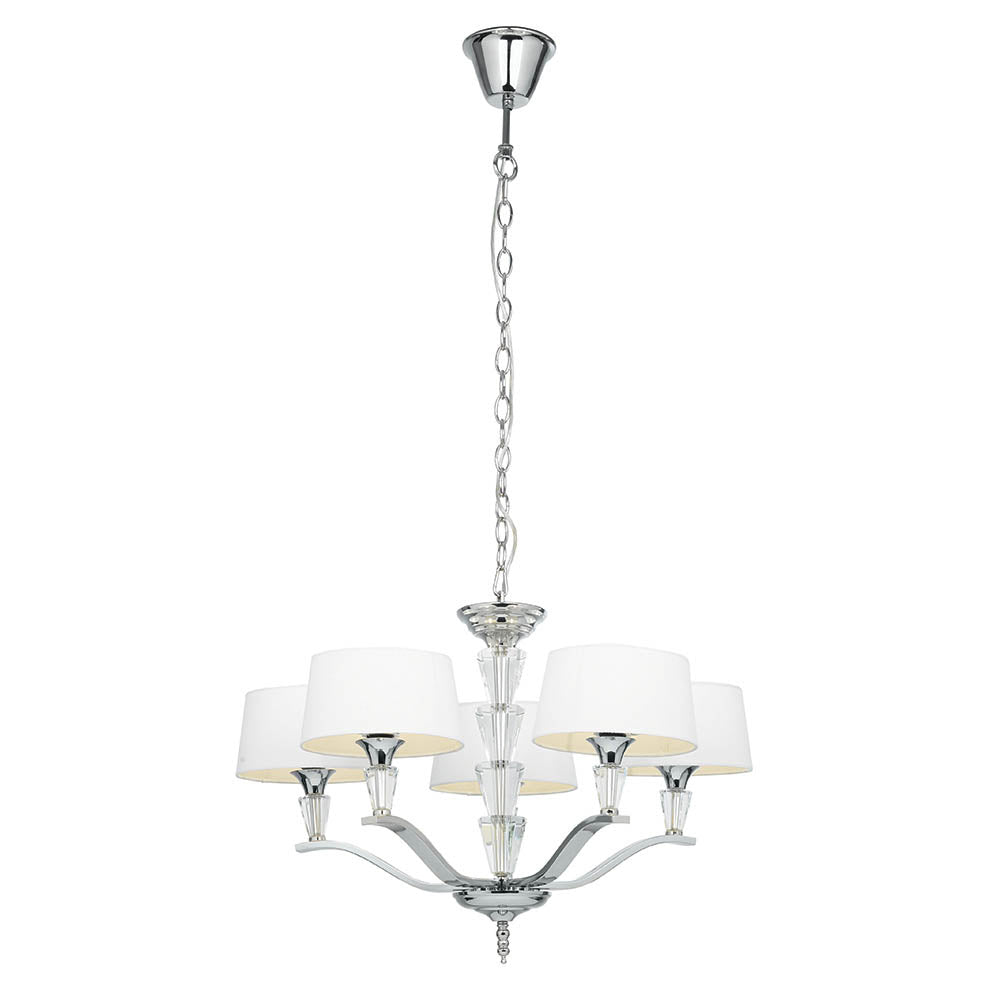 Crystal Glass 5 Light Chandelier  with Vintage White Shades | House of Dekkor