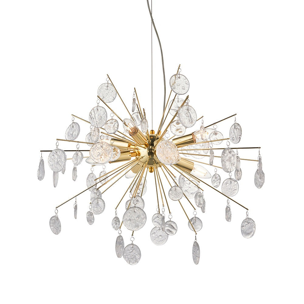 Luma 8 Light Branch Chandelier with Clear Glass Droplets | House of Dekkor