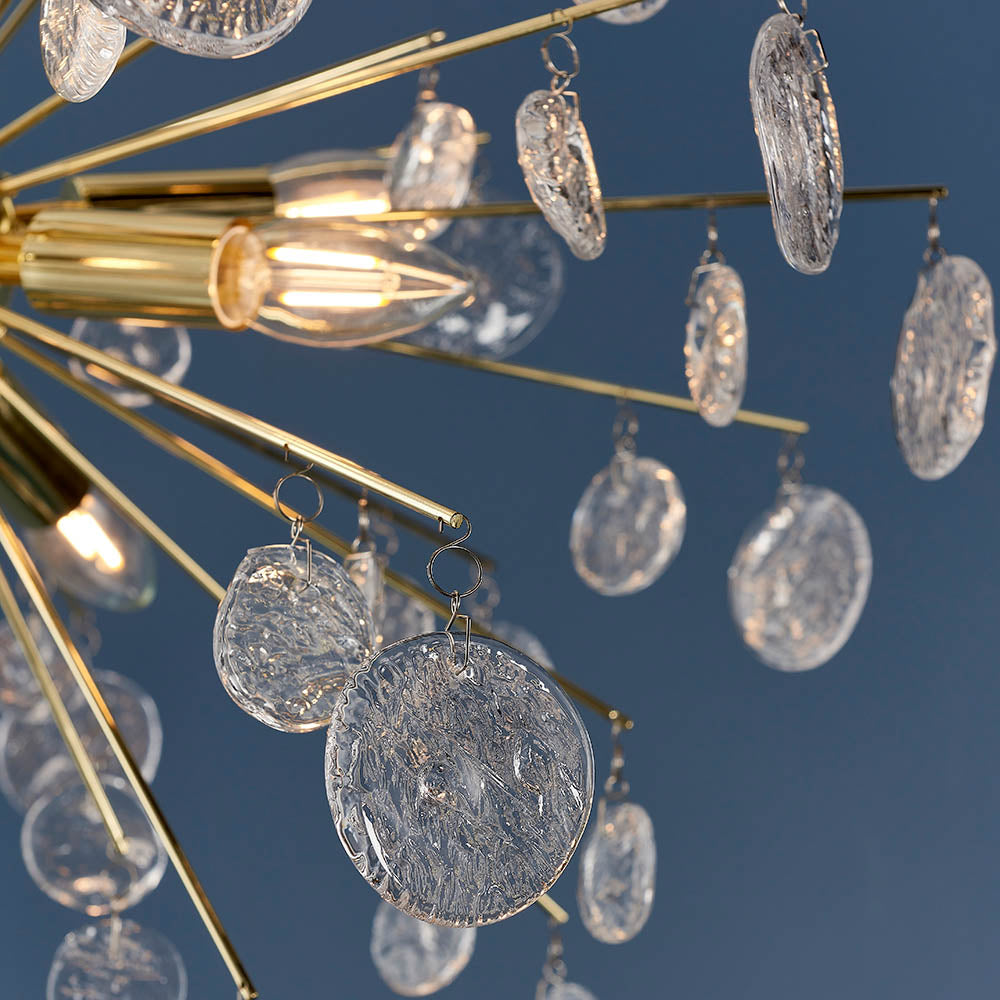 Luma 8 Light Branch Chandelier with Clear Glass Droplets | House of Dekkor