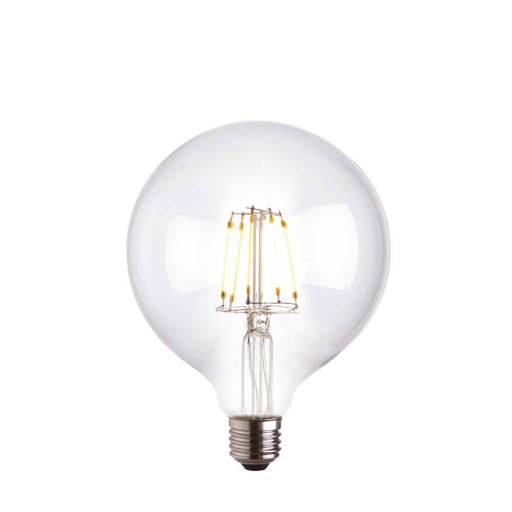 Dimmable Clear Glass 6W E27 LED Filament Globe 125mm Dia Light Bulb | House of Dekkor