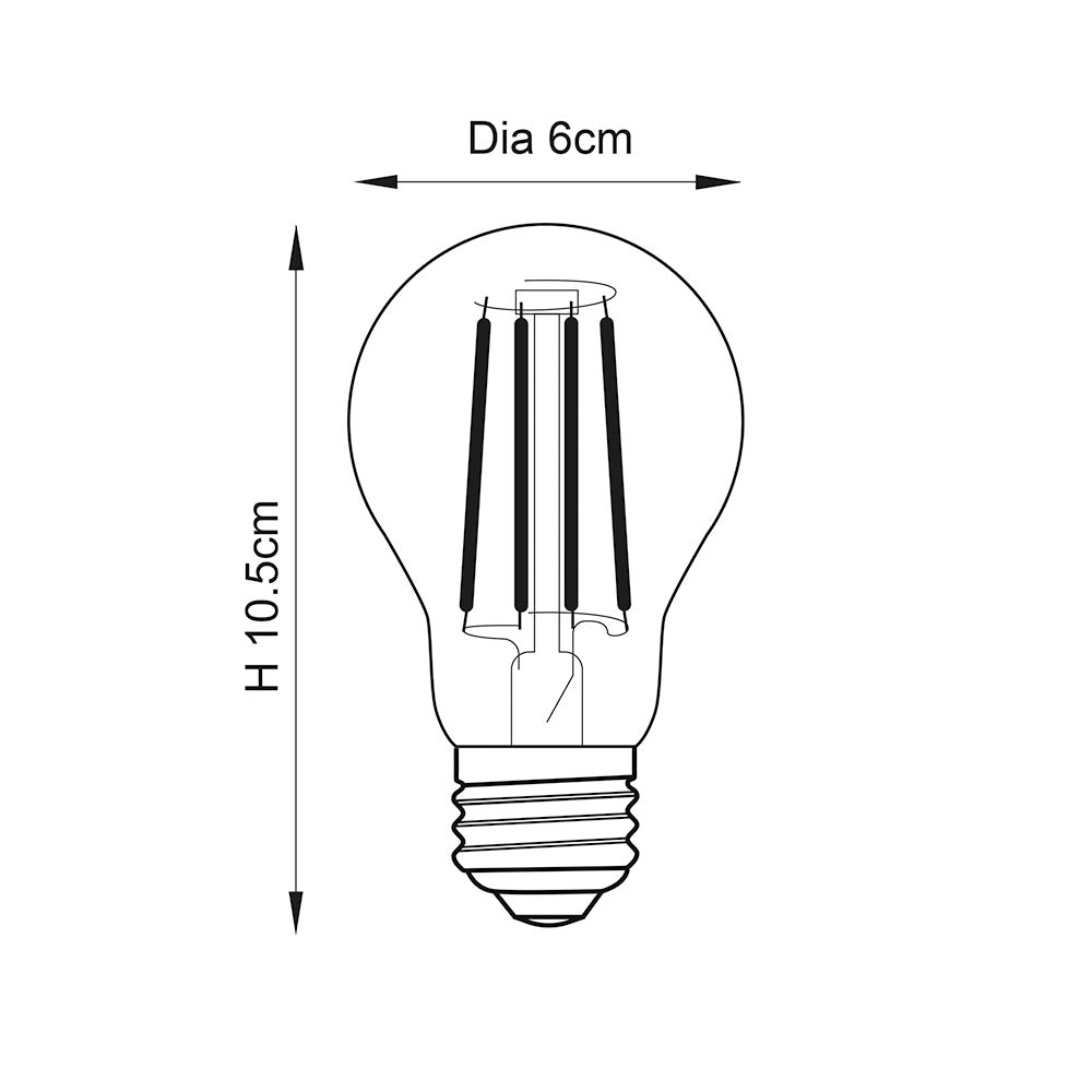 E27 Filament GLS Dimmable LED Light Bulb