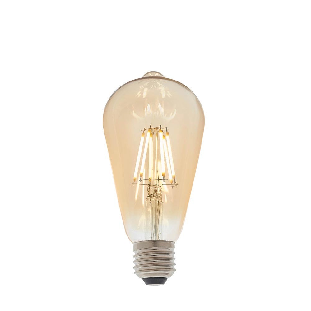 Dimmable Amber Tinted Glass 6W E27 LED Filament Pear Light Bulb | House of Dekkor