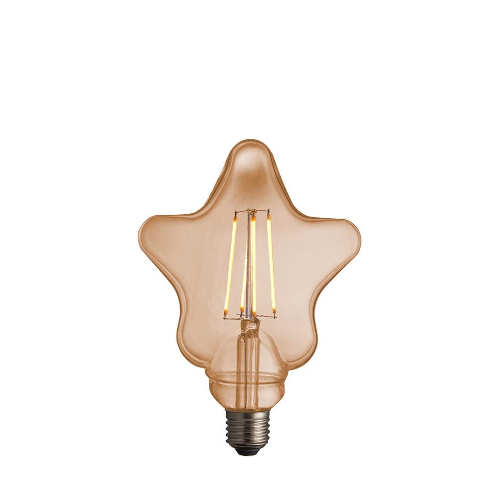 Amber Tinted Glass Star  4W E27 LED Filament Light Bulb | House of Dekkor
