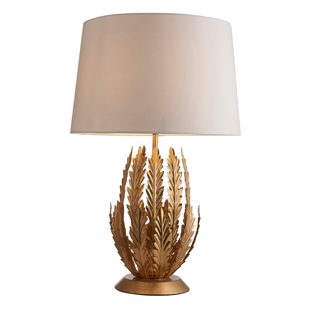 Leaf Embellished  Table Lamp with Ivory Cotton Shade | House of Dekkor