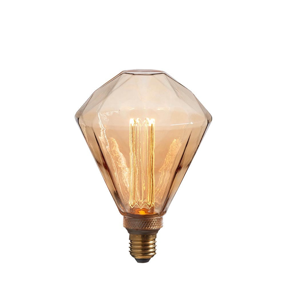 Anti Glare Amber Tinted Facetted Glass 2.5W E27 LED Light Bulb | House of Dekkor