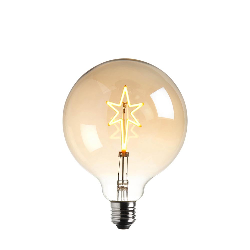 Amber Lustre Glass Star 2W E27 LED Filament Light Bulb | House of Dekkor