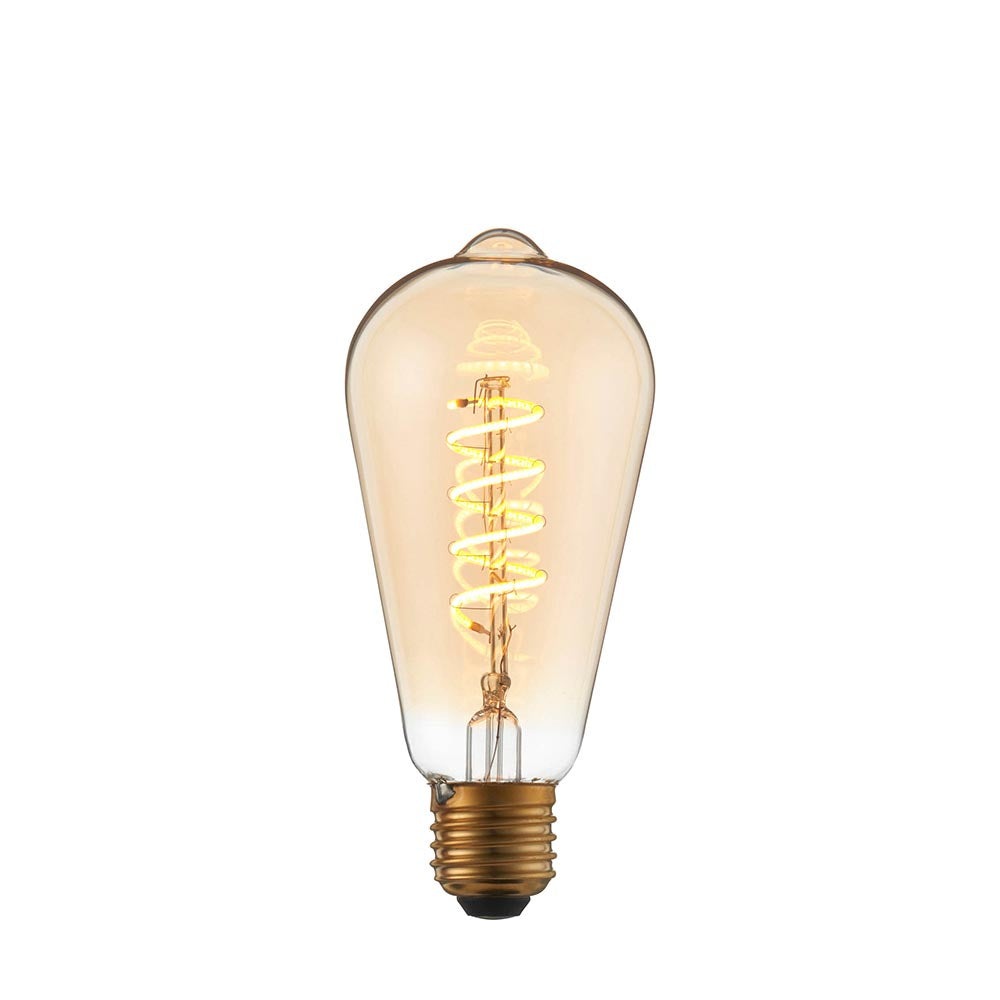 Dimmable Amber Tinted Glass Twisted 4W E27 Filament LED Light Bulb | House of Dekkor