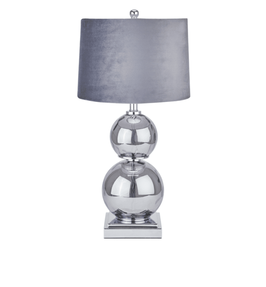 Hills Interiors Shamrock Metallic Glass Lamp with Velvet Shade -Handcrafted