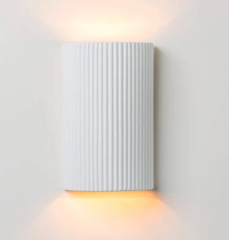 HOUSEOF White Ceramic Pillar Wall Light