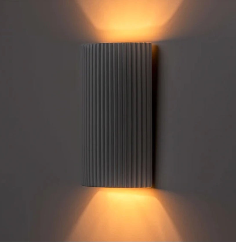 HOUSEOF White Ceramic Pillar Wall Light