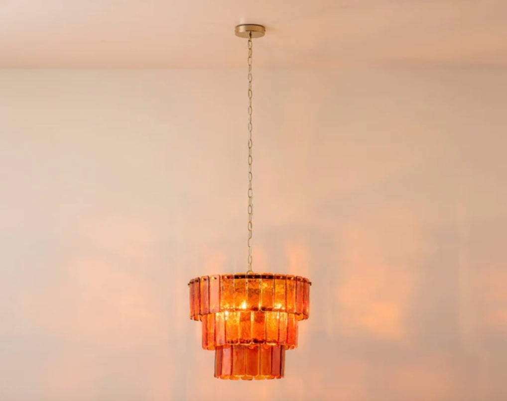 Houseof Amber Glass 3 Tiered Pendant Chandelier