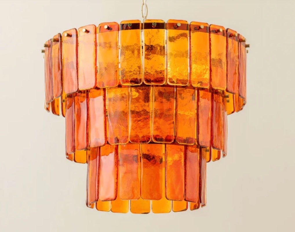 Houseof Amber Glass 3 Tiered Pendant Chandelier
