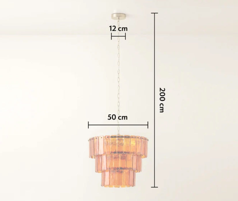 Houseof Amber Glass 3 Tiered Pendant Chandelier