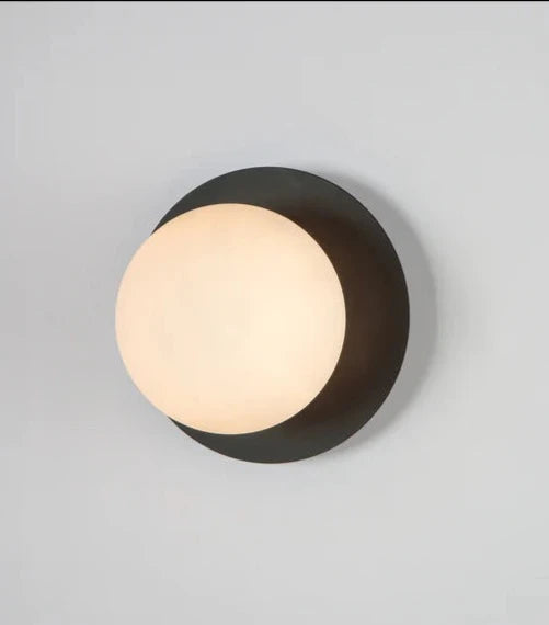 Houseof Charcoal Grey Opal Disk Wall Light | House of Dekkor