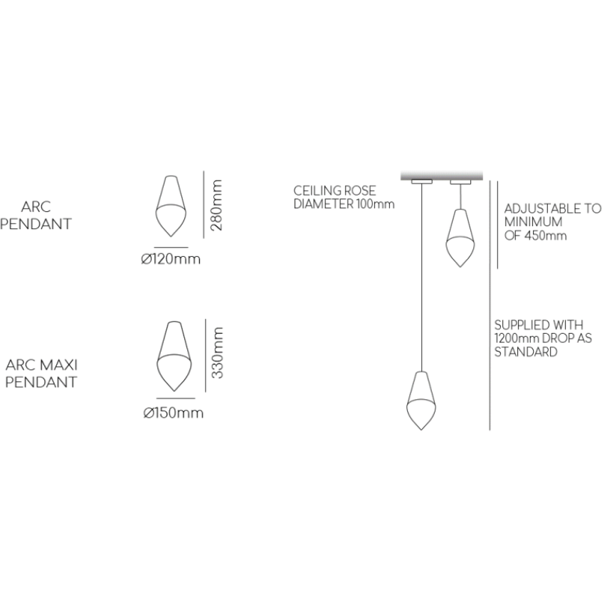 Single pendant dimensions 