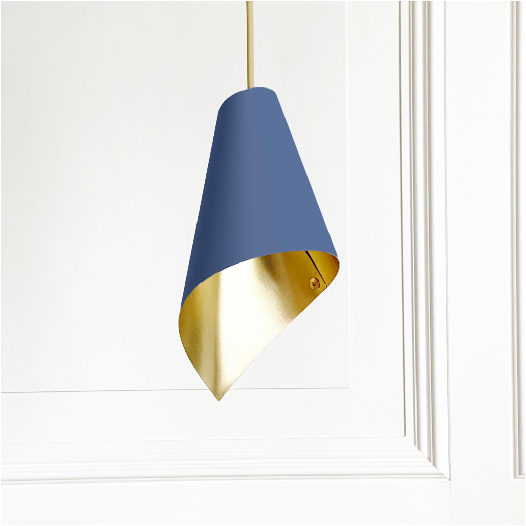 Steel blue and Brass single pendant | Ceiling light