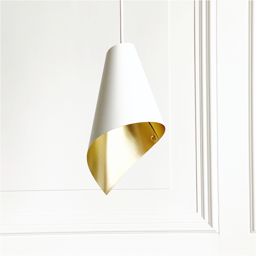 White and Brass  single pendant | Ceiling light