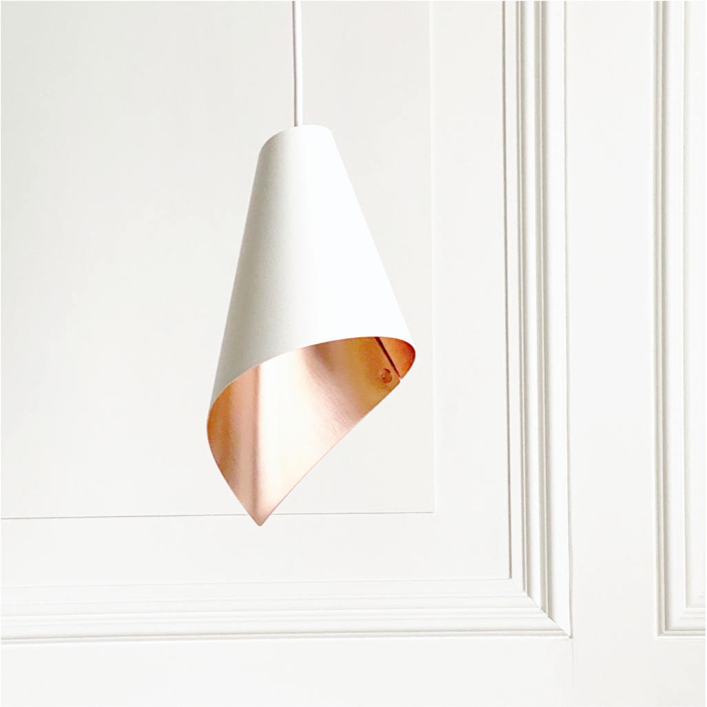 White and Copper single pendant | Ceiling light