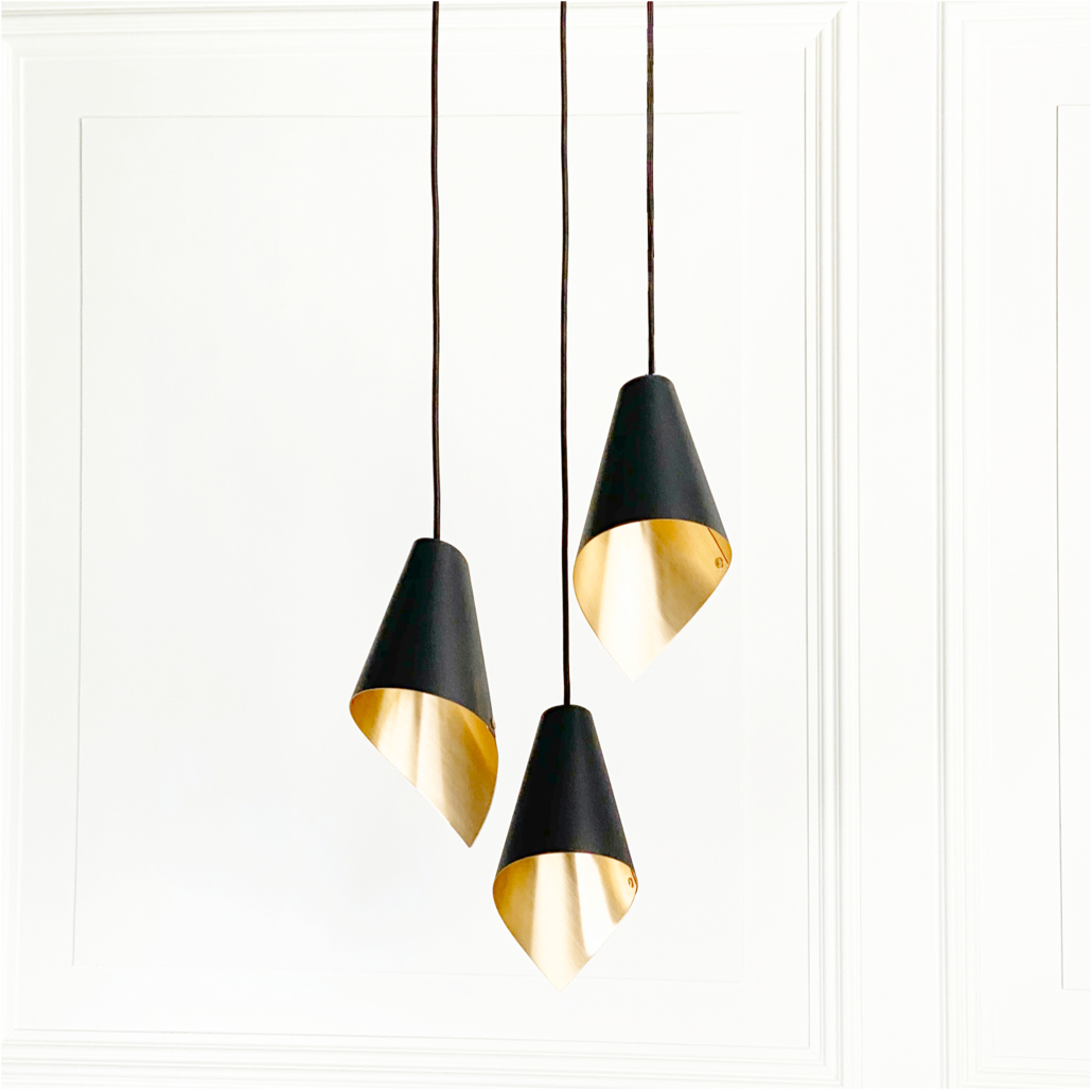 black with brass asymmetric cluster pendant