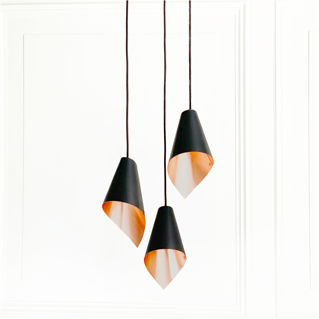 black and copper asymetric pendant cluster 