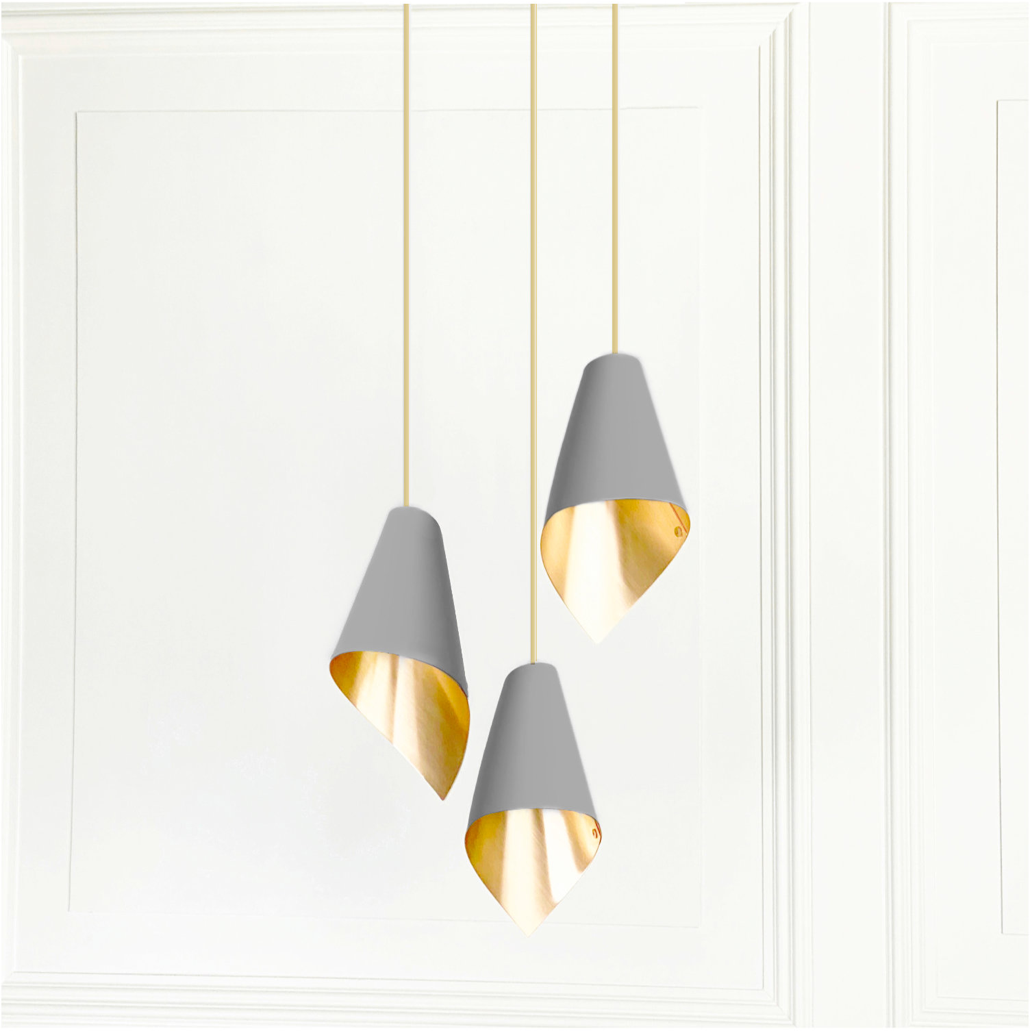 grey and gold pendant cluster light |chandelier