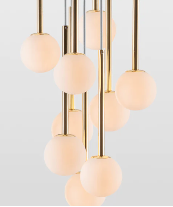 Opal glass shades with brass stems