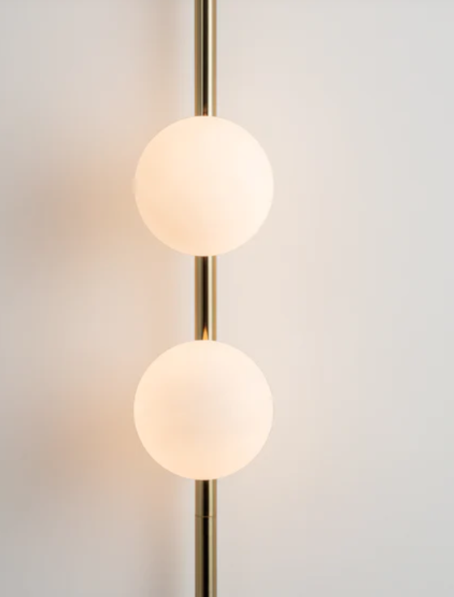 Brass wall light with opal shades