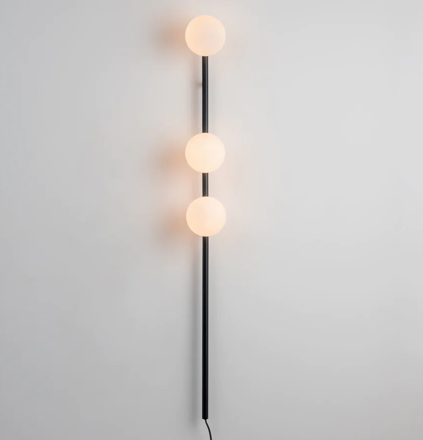 Charcoal grey opal ball wall light