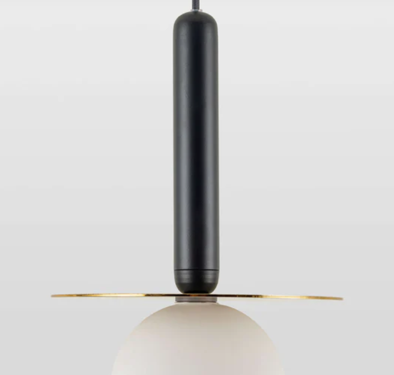 Hanging light with black stem 