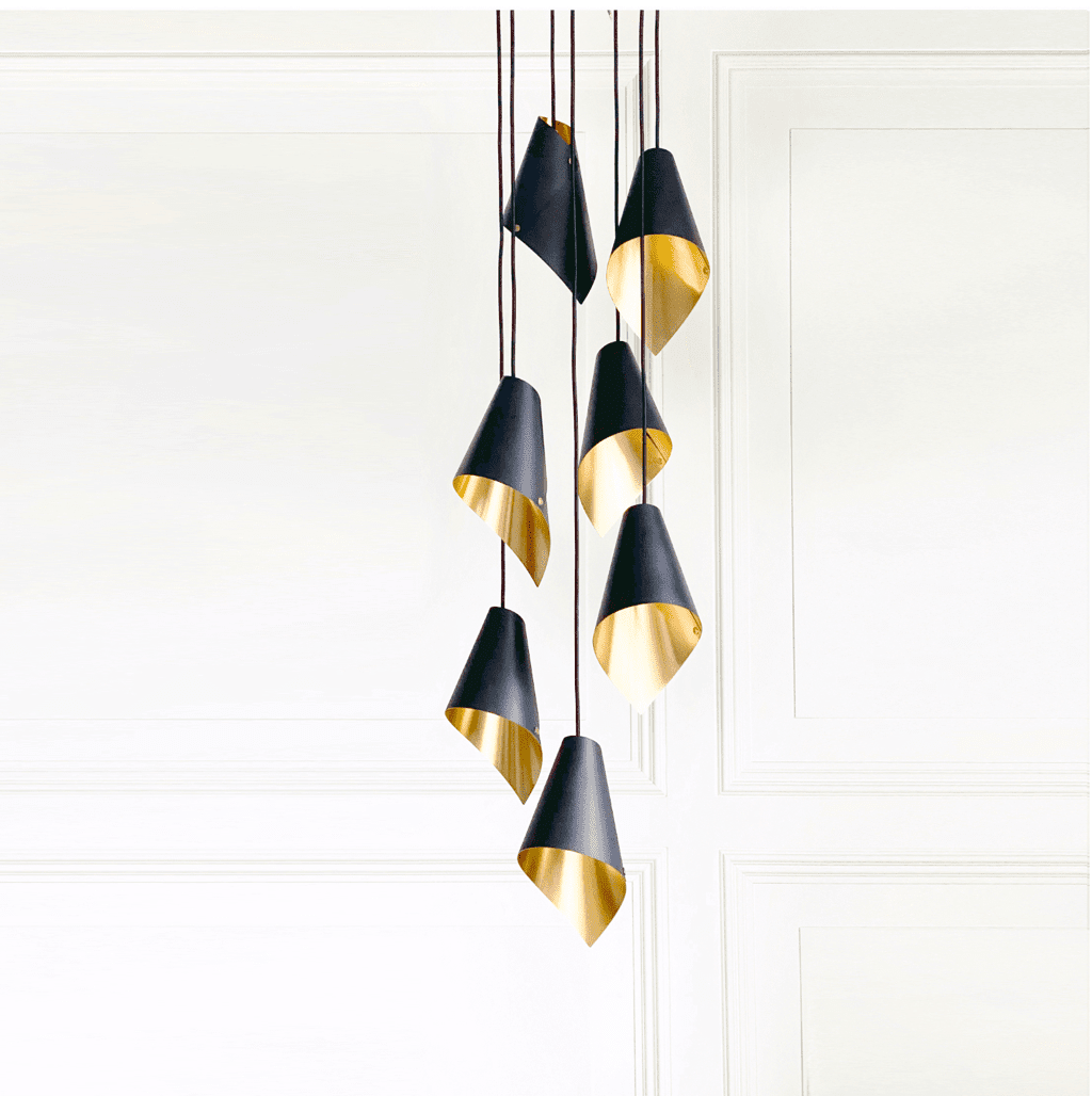 Blue and Brass Cluster Pendant | Chandelier