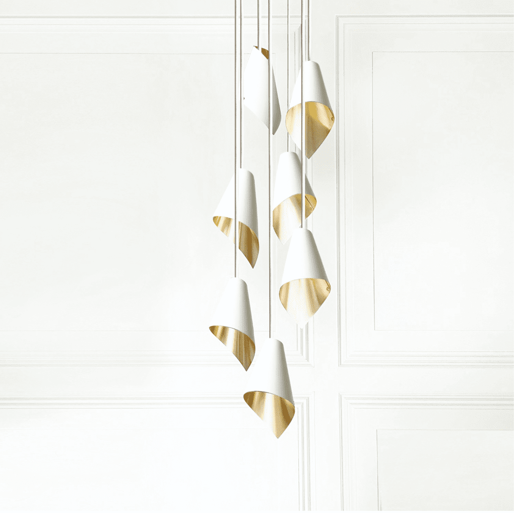 White and Brass Cluster Pendant| Chandelier