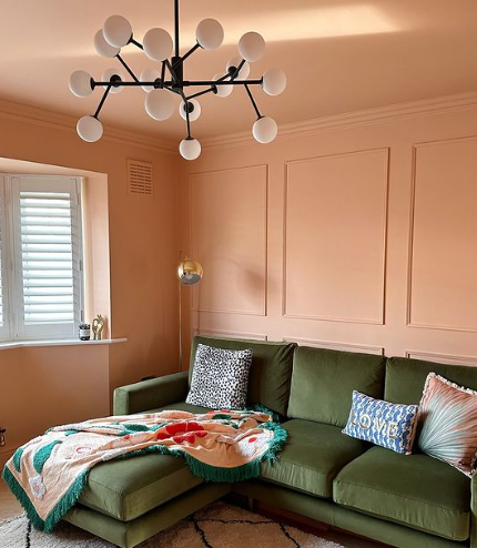 Living room with sputnik chandelier