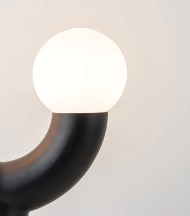 Black tube lamp with globe