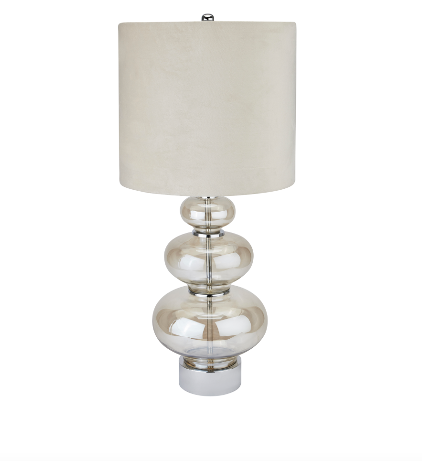 Glass lamp with velvet shade