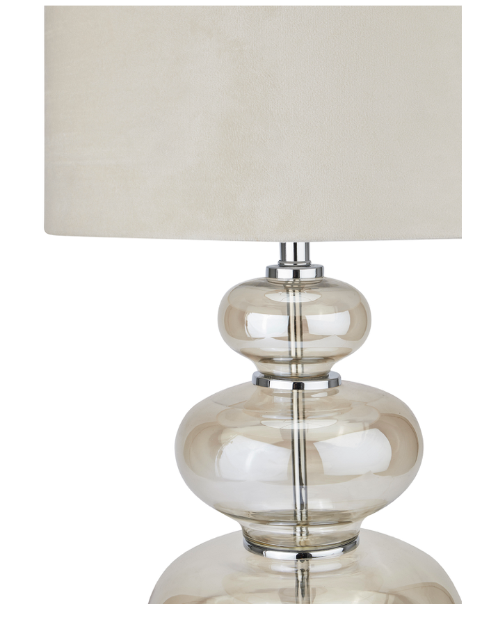 Glass lamp base with velvet shade